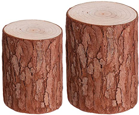 Artibetter Unfinished Tree Stump 2 Pezzi Rotondi Ceppo di Legno Grezzo Ceppo di Albero Non Finito Ceppo di Legno Cautus Sgabello da Giardino Rustico Round Garden Stool