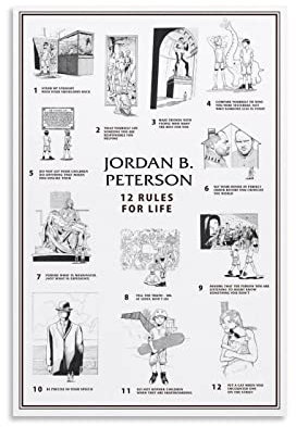 QINGYUAN Jordan Petersons 12 Rules For Life Motivierende inspirierende Zitate Poster Dekorative Leinwand Wandkunst Wohnzimmer Schlafzimmer Gemälde 40 x 60 cm