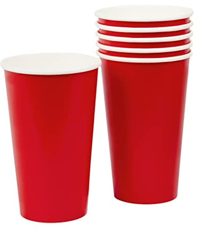 Talking Tables Large Red Party Disposable Plastic Cups, Pack of 6