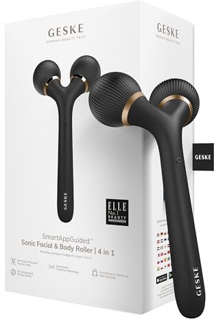 GESKE | Rouleau sonique visage et corps SmartAppGuided™ | 4 in 1 | Derma Roller | Appareil visage et corps | Rouleau facial professionnel | Raffermit et redessine corps et visage