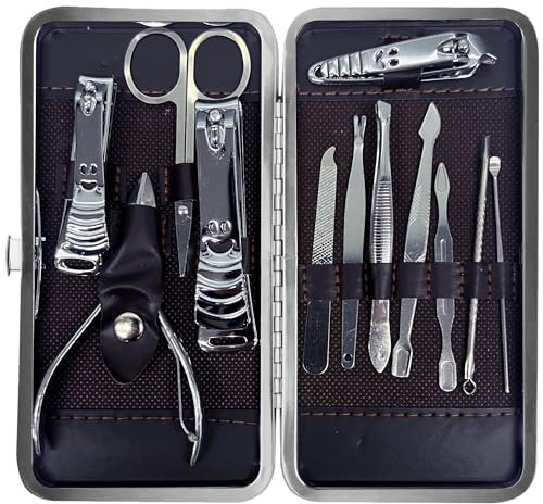 SOL 12pcs Nail Clipper & Manicure Set for Women with Toenail Clippers, Fingernail Clippers, Nail File, Tweezers, Scissors & Accessories - Complete Home & Travel Nail Care Kit - Durable Design
