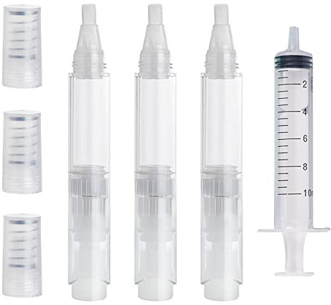 Lot de 3 Stylos de Retouche de 6 Ml, Stylo à Huile Vide, Stylo de Peinture Transparent, Stylo Pinceau Remplissable avec Tube D'aiguille pour Peinture Intérieure sur Cloison Sèche, Armoires(Blanc)