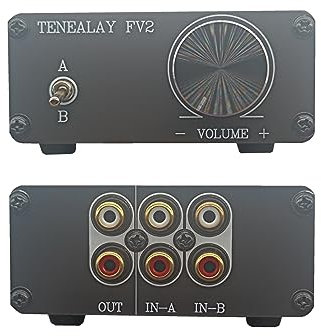 TENEALAY HiFi RCA Preamplificatore Passivo Audio Stereo Preamplificatore con Controllo del Volume, A/B Audio Switch selettore FV2