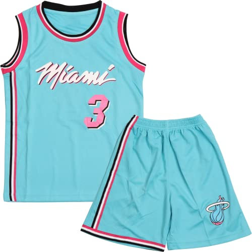 DaceStar Basketball Trikot Kinder, # 3 Basketball Kleidung Kinder, Basket-ball Trainings Ärmellos Trikot und Short, Jungen Basket-ball Trikots, Kinders Basket ball Trikots Set für 4-14 Jahre, Blau M