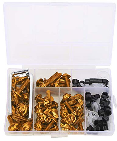 158 Stück Motorrad Verkleidung Schrauben Kit, M5 M6 Universal Motorrad Windschutzscheibe Verkleidungsschrauben Karosserie Schrauben Set(Gold)