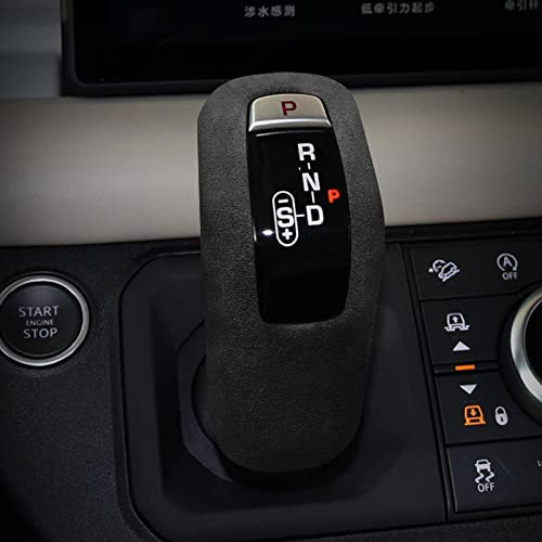 OZEQO Wildleder Wrap Schaltknauf Abdeckung Aufkleber Innenzubehör, passend für Land Rover Defender L663 90 110 2020 2021 2022 2023