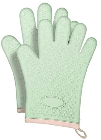 Fonowx Topflappen-Handschuhe, hitzebeständige Ofenhandschuhe, tragbare Küchen-Grillhandschuhe, Ofenhandschuhe für Küchengeräte, Grillen, fünf Finger