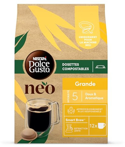 NEO Grande par NESCAFÉ Dolce Gusto - 48 Dosettes de café (4 boîtes de 12 dosettes) - Compatibles uniquement avec les machines à café NESCAFÉ Dolce Gusto NEO