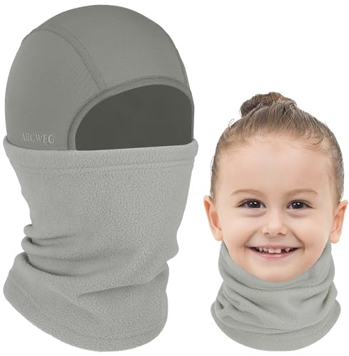 Arcweg Enfants Balaclava Ski Masque Thermique Polaire Cou Cache-Cou Hiver Coupe-Vent Masque Capuche Convient sous Les Casques pour Garçons Filles en Hiver pour Le Ski, La Course, Le Vélo Noir
