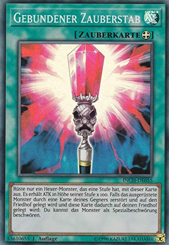 INCH-DE055 - Gebundener Zauberstab - Super Rare - 1. Auflage - Deutsch - The Infinity Chasers - mit LMS Trading Fieldcenter-Karte Yugioh