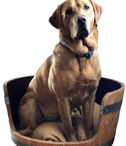 Fass-Schmiede Weinfass Hundekorb aus Eichenholz klein (Geölt)