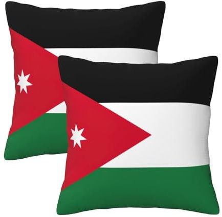 WURTON Kissenbezug mit jordanischer Flagge, Überwurf-Kissenbezug, für Couch, Sofa, Kissenbezug, Heimdekoration, mit Reißverschluss