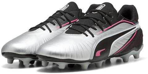 PUMA King Match FG/AG Jr, Zapatillas de Deporte Unisex niños, Puma Silver Puma Black Sun Struck Puma White, 34 EU