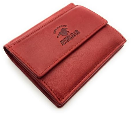 Lemasi kleine echt Leder Geldbörse Portemonnaie mit RFID Schutz, gewachstes Rindleder, tolle Haptik, ideal für den Urlaub (Rot)