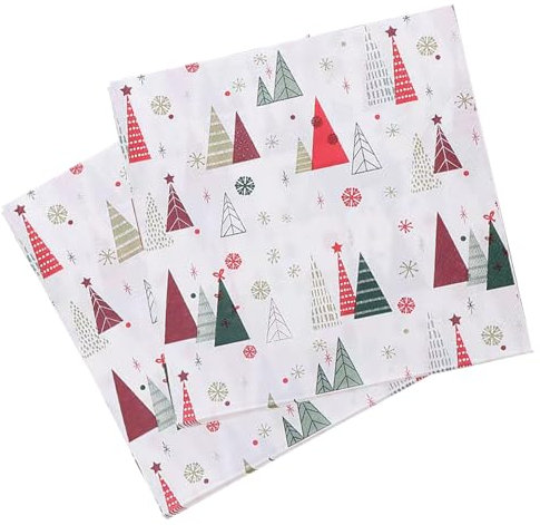 Trimming Shop 33cm Geometric Christmas Trees Design on White Paper Napkins, 2 ply Christmas Serviettes, Tableware & Party Supplies for Dinners & Celebrations - Pack of 20 Napkins