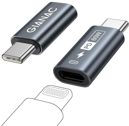 Lightning auf USB C Adapter [2Stück] Adapter Lightning auf USB C Schnelles Laden,Output Power MAX Kompatibel PD 60W für iPhone15/15 Pro/15 Pro MAX, Samsung Galaxy S23/S22/S21/S20/Note10