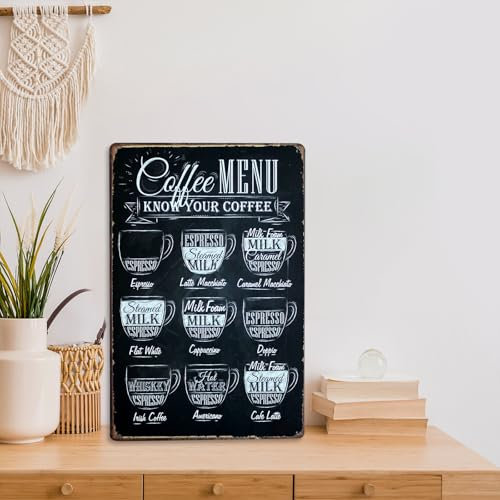 AIZHAZHA Plaque Metal Vintage Panneau Café Tôle Décoration de Café Peinture Bar Décoration Décoration Murale Restaurant, Panneau Mural Métal Décoration Murale Cuisine Decoration Cuisine 20 x 30cm