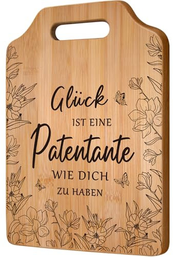 JOYVADO Patentante Geschenk zum Weihnachten, Bambus Schneidebrett, Patentante Fragen Patentante zum Geburtstag Muttertag