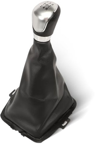 Anlseiod Schaltknauf für F.ord Fiesta MK5 2008, Fiesta MK6 2008-2012 5 Gang Schaltsack aus Kunstleder + Schaltknauf, Schaltsack OE # 8A6R-7H409-MA,8A6R7H409MA,1556845(Silberknauf)