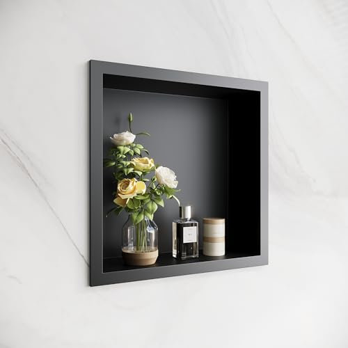 ELEGANT Stainless Steel Shower Niche, Black Shower Shelf Storage for Bathroom, Wall Insert - Easy Assembly, 30 x 30 x 10 cm