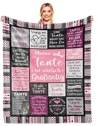 YESTUTI Decke Tante Geschenk, Geschenk Tante, Beste Tante Geschenk, Du Wirst Tante Geschenk, Geschenk für Tante von Nichte Neffe Geburtstagsgeschenk, Tante Geburtstage Geschenk, Tante Decke 150x130CM