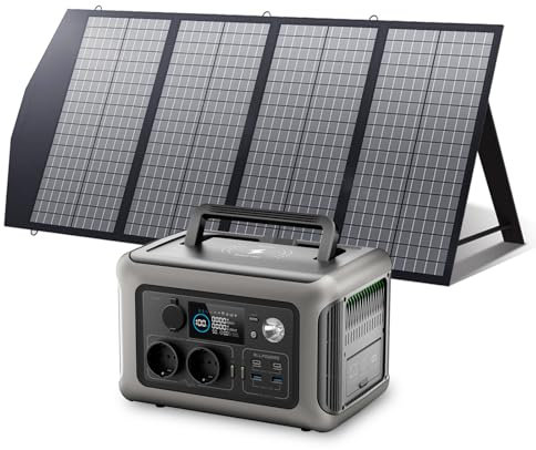ALLPOWERS R600 Generatore Solare con Pannello Solare da 140W, 600W (Punta 1200 W) Uscita CA, 299Wh LiFePO4 Power Station Portatile, Alimentazione Mobile per Giardino, Viaggio, Campeggio,Camper