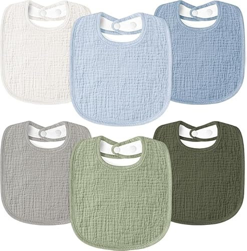 Susurration Lätzchen Baby Musselin Halstuch Baby Weiche Verstellbare Quadratische Sabberlätzchen 6 pack für Unisex Mädchen & Jungen (Blau&Grün)