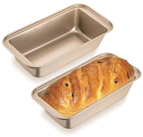 2 Pièces Moule à Cake, Moule Pain de Mie en Acier Carbone, Moule a Pain Rectangulaire Moule Pain Antiadhésif pour Gâteau, Pain de Viande, Toasts (Doré)