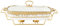 XQKXHZ Blanche CéRamique Chafing Dish, Chauffe-Plats Premium avec Garniture Dorée, Rectangulaire Buffets Chauffants pour Restaurants Fêtes Buffets Banquets Dîners,S
