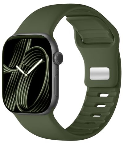 Oielai Sportarmband Kompatibel mit Apple Watch Armband 46mm 45mm 44mm 49mm 42mm(Series 3/2/1) Damen Herren, Weiche Silikon Ersatzarmband für iWatch Series 10 9 8 7 6 5 4 3 2 1 SE Ultra/Ultra 2, Grün