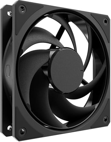 Cooler Master Mobius 140 Black Edition Ventilador de PC - Diseño de Aspas en Anillo (PWM), Rodamiento Dinámico de Bucle (Máx 76.5 CFM, 2.3 mmH2O, 30 dBA), Marco Biselado con Enfoque de Aire - Negro