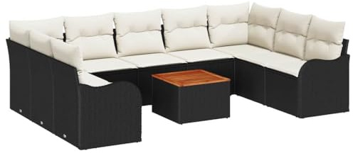 vidaXL Garten-Sofa-Set 10 pcs Schwarz Poly Rattan, Luxuriöse Gartenmöbel, modulares Sofa, Deck-Sitzgruppe, Gartenlounge, vielseitig nutzbar drinnen.