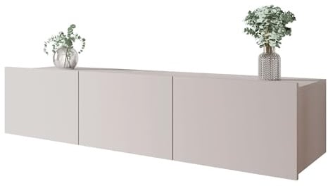 Mirjan24 TV Schrank Calabrini 150 BR04 TV Lowboard mit Grifflose Öffnen, Fernsehschrank Hängeschrank Hochglanz Matt Wohnwand (Cashmere)
