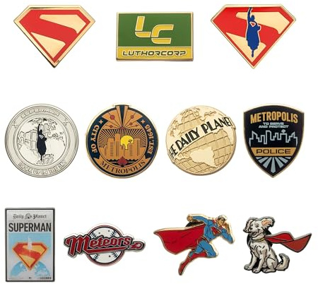 Superman Movie Blind Box Pin - Surprise Collectible, Logos and Symbols | Enamel pin in a sealed blind box, one random design of Superman logos and symbols, officially licensed DC collectible