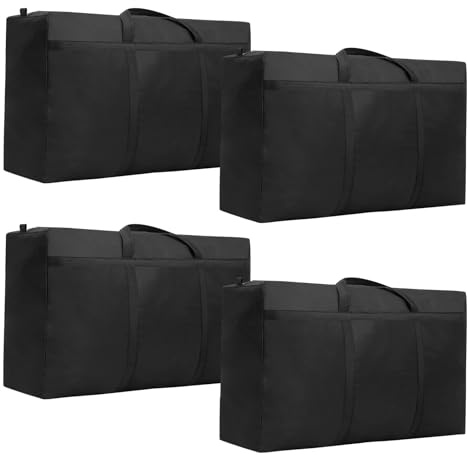 Large Storage Bags with Zips - 4Pcs 180L Waterproof 600D Oxford Moving Bags, Extra Large Clothes Storage Bag for Moving Storage Clothes Bedding Quilt Blankets, Duvets, Laundry, Underbed Storage