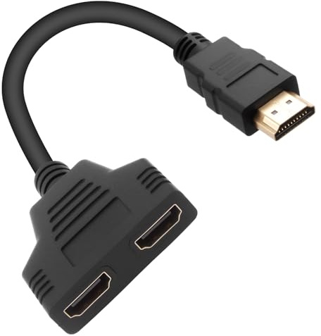 JRILUO HDMI Splitter Adapter 1 in 2 Out Kabel, 1080P HDMI Verteiler Stecker auf Dual Buchse, 30cm Doppelstecker Anschluss Kabel, Konverter Y für Monitor HDTV Projektor LCD Bildschirm