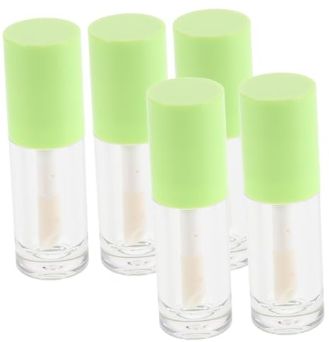 VILLFUL 5 Stück Lippenbalsam Behälter aus Kunststoff Nachfüllbare Lipgloss Tuben mit Großem Pinselkopf Reisefreundliche DIY Lippenpflege Röhrchen für Gleichmäßige Anwendung