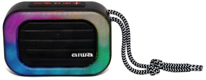 Aiwa BST-130RD | Altavoz Bluetooth portátil 5 W | Iluminación RGB y Radio FM | Bluetooth 5.3, TWS y Manos Libres | Reproducción USB, microSD y AUX-IN | Color Rojo