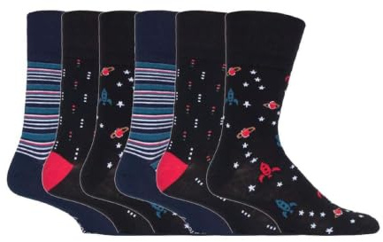 Gentle Grip - 6er pack herren comfort ohne gummi bund mittellang business bunt socken in 35 farben