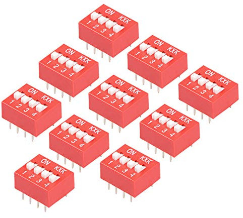 sourcing map 10 Pcs Pink DIP Switch 1 2 3 4 Positions 2.54mm Pitch for Circuit Breadboards PCB
