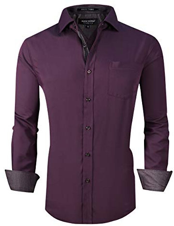 Alex Vando Camicia da uomo con bottoni in bambù elasticizzati, senza pieghe, vestibilità regolare, vestibilità regolare, Viola, XX-Large