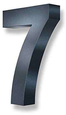 Metzler 3D Hausnummer in Anthrazit aus Stahl - Hausnummer mit Pulverbeschichtung in Feinstruktur 7016 Anthrazitgrau matt - Höhe 20cm / Tiefe 3,5 cm - inkl. Montagematerial - Ziffer 7