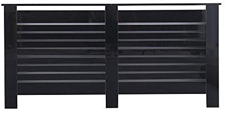 Kingwudo® Wooden High Gloss Radiator Cover Modern Decorative Cabinet S/M/L/XL Black (Black, X-L—172X19X82CM)