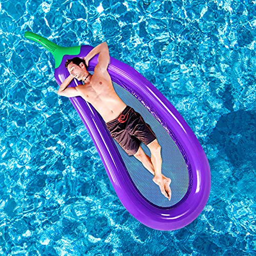 Sommer-Schwimmbad Schwimmende Aufblasbare Auberginen-Luftmatratze Schwimmring Insel Cool Water Party Schwimmbett Liegestuhl,