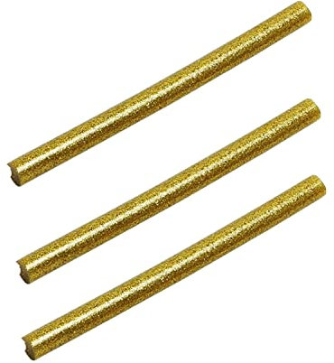 Hot Glue Sticks Glitter 11 mm x 10 cm Silver Red Gold for Crafts Decorating Gluing for Hot Glue Guns (3 x Gold)
