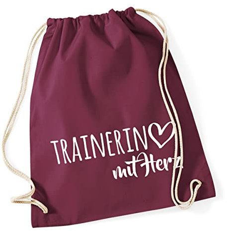 Huuraa Sporttasche Trainerin mit Herz Geschenk 12 Liter Burgundy Baumwolle Trainerin Überraschung