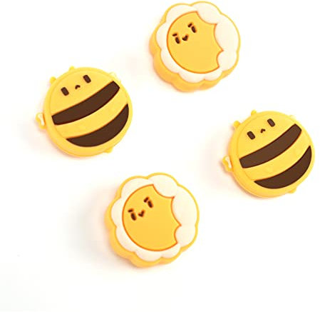 GeekShare Lindas Tapas de Silicona para Joycon para Pulgar, Cubierta para Joystick Compatible con Switch/OLED/Switch Lite, 4 Piezas - Girasol y Abeja