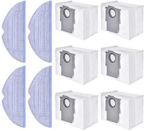 Staubbeutel Mopp Wischtücher für Roborock S7 Pro Ultra/ S7 MaxV Ultra, Enthalten 6*Staubbeutel 4*Mopp Wischtücher, Saugroboter Ersatzteile Zubehör