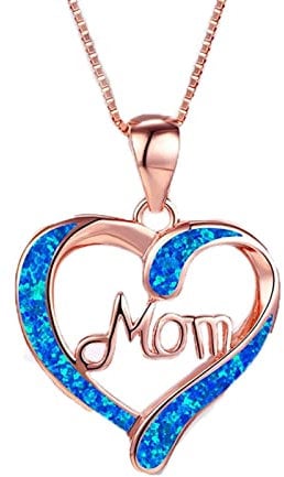 Banemi Mama Necklace Rose Gold, Wedding Necklaces for Women Copper Heart with Mom Mother Wedding Gift