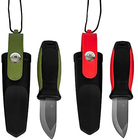 STEIGER Jagd Angeln Trekking SOS Survival Camping Messer mini zum umhängen, 5,5cm Klinge in Rot oder Grün by Alces (Rot)